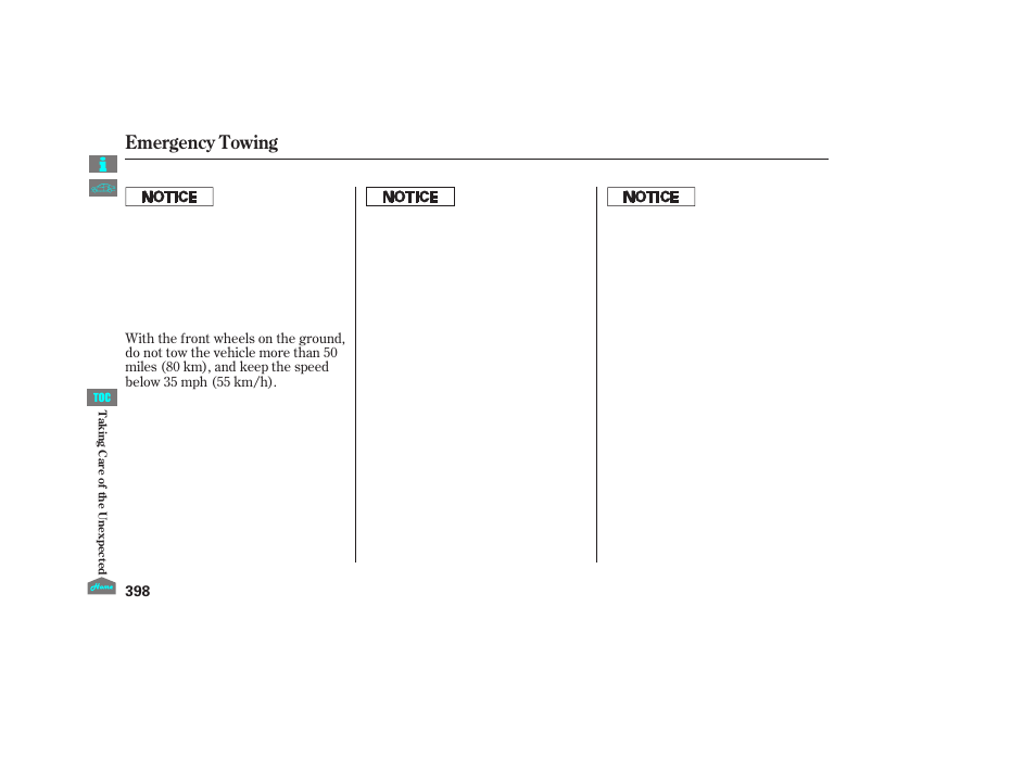 Emergency towing, 2012 crosstour | HONDA 2012 Crosstour - Owner's Manual User Manual | Page 402 / 435