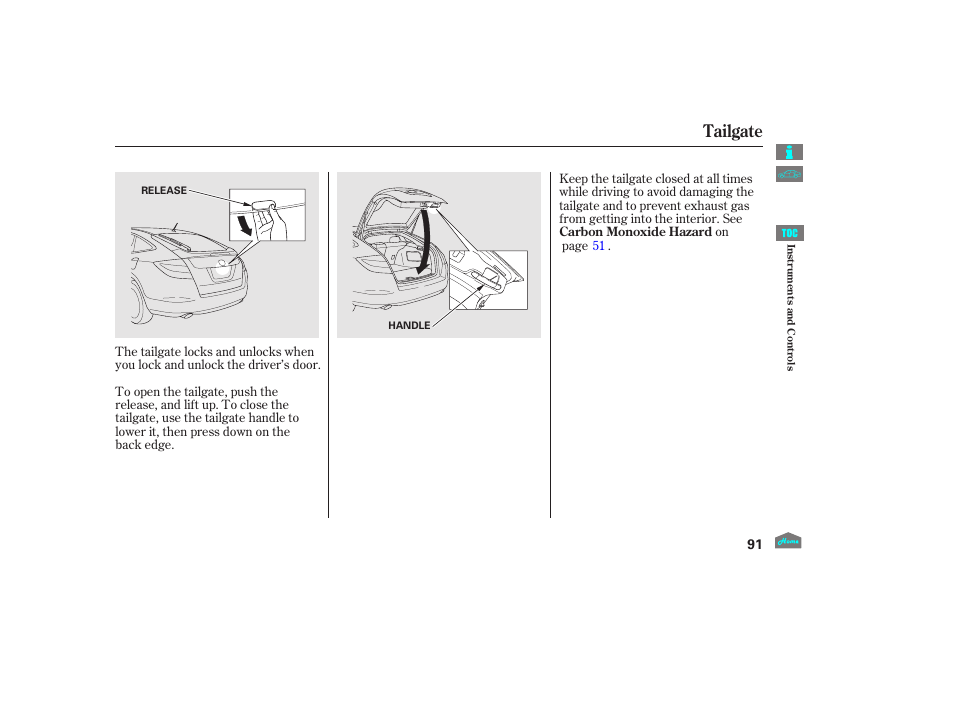 Tailgate, 2012 crosstour | HONDA 2012 Crosstour - Owner's Manual User Manual | Page 95 / 435