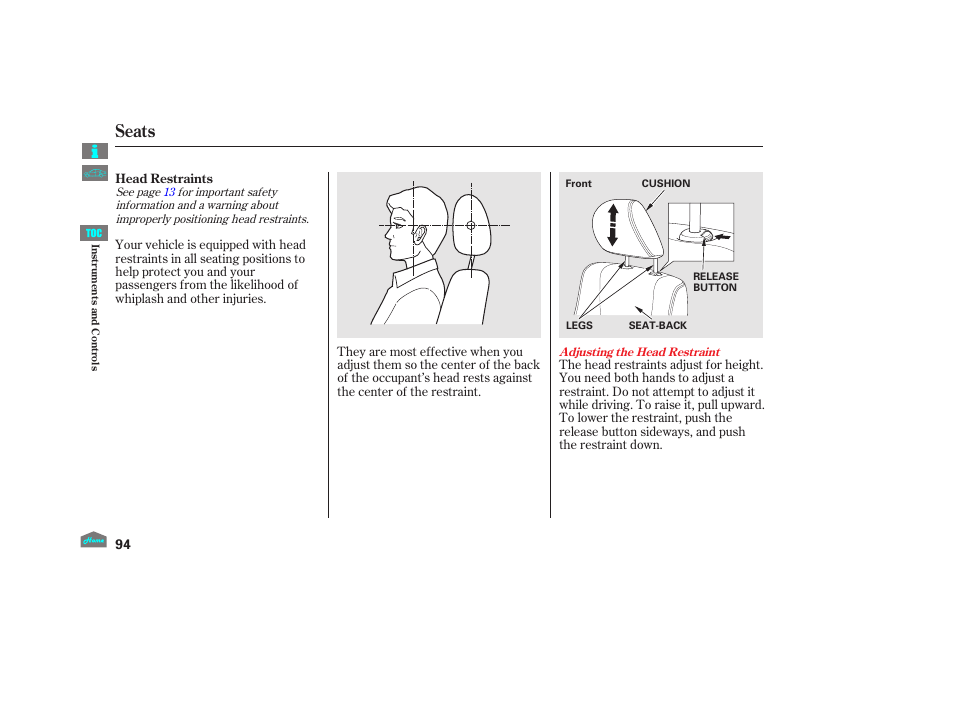 Seats, 2012 crosstour | HONDA 2012 Crosstour - Owner's Manual User Manual | Page 98 / 435