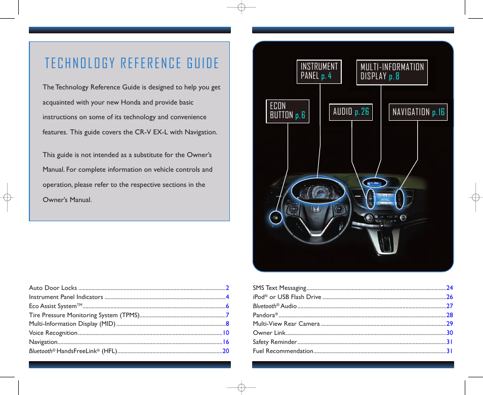 Technology reference guide | HONDA 2012 CR-V (EX-L Navi) - Technology Reference Guide User Manual | Page 2 / 17