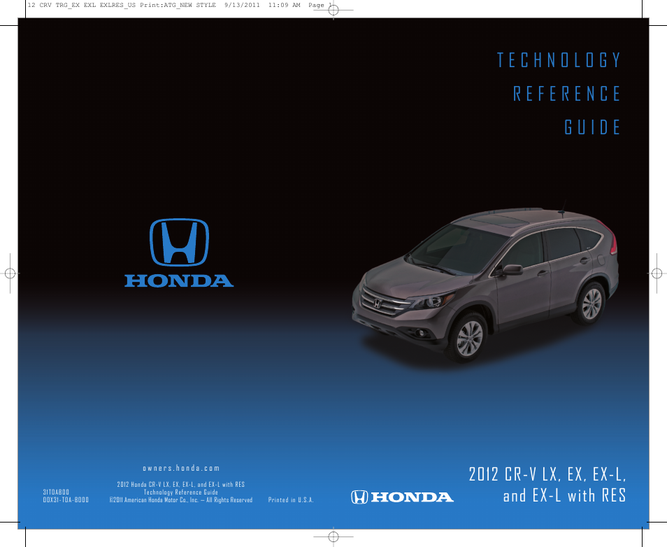 HONDA 2012 CR-V (LX, EX, EX-L, EX-L RES) - Technology Reference Guide User Manual | 13 pages