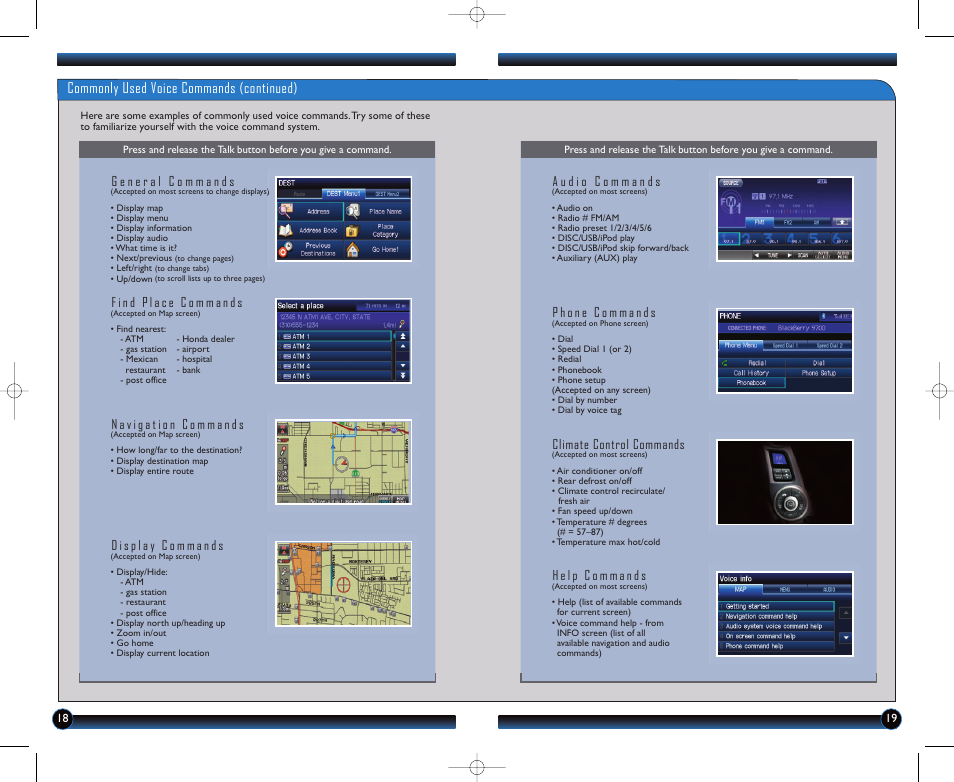 Commonly used voice commands (continued), Climate control commands | HONDA 2012 Insight - Technology Reference Guide User Manual | Page 11 / 19