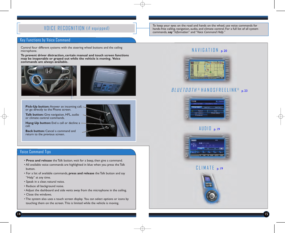 Voice recognition, Audio, If equipped) | HONDA 2012 Insight - Technology Reference Guide User Manual | Page 9 / 19