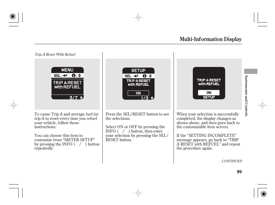 Multi-information display | HONDA 2012 Insight - Owner's Manual User Manual | Page 105 / 418