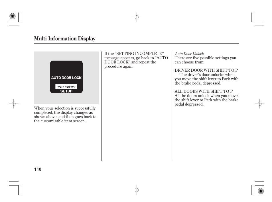 Multi-information display | HONDA 2012 Insight - Owner's Manual User Manual | Page 116 / 418