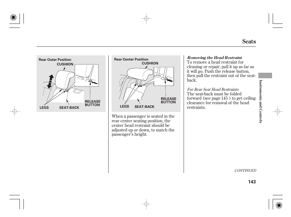 Seats | HONDA 2012 Insight - Owner's Manual User Manual | Page 149 / 418