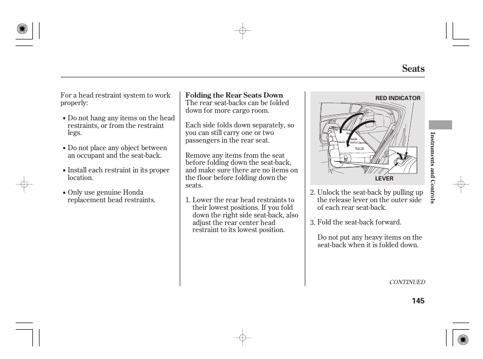 Seats | HONDA 2012 Insight - Owner's Manual User Manual | Page 151 / 418