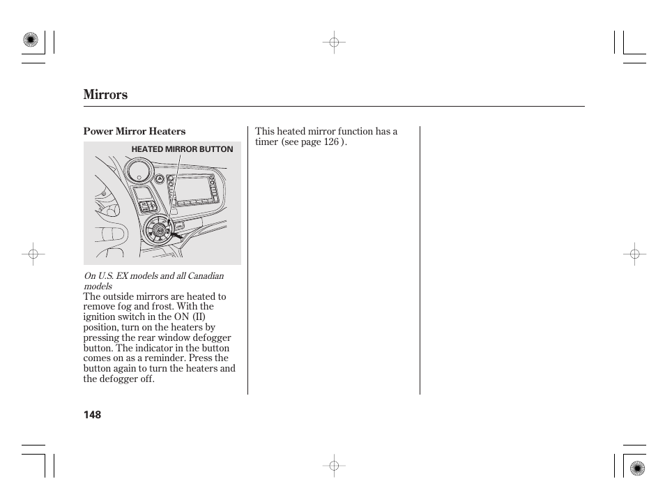 Mirrors | HONDA 2012 Insight - Owner's Manual User Manual | Page 154 / 418