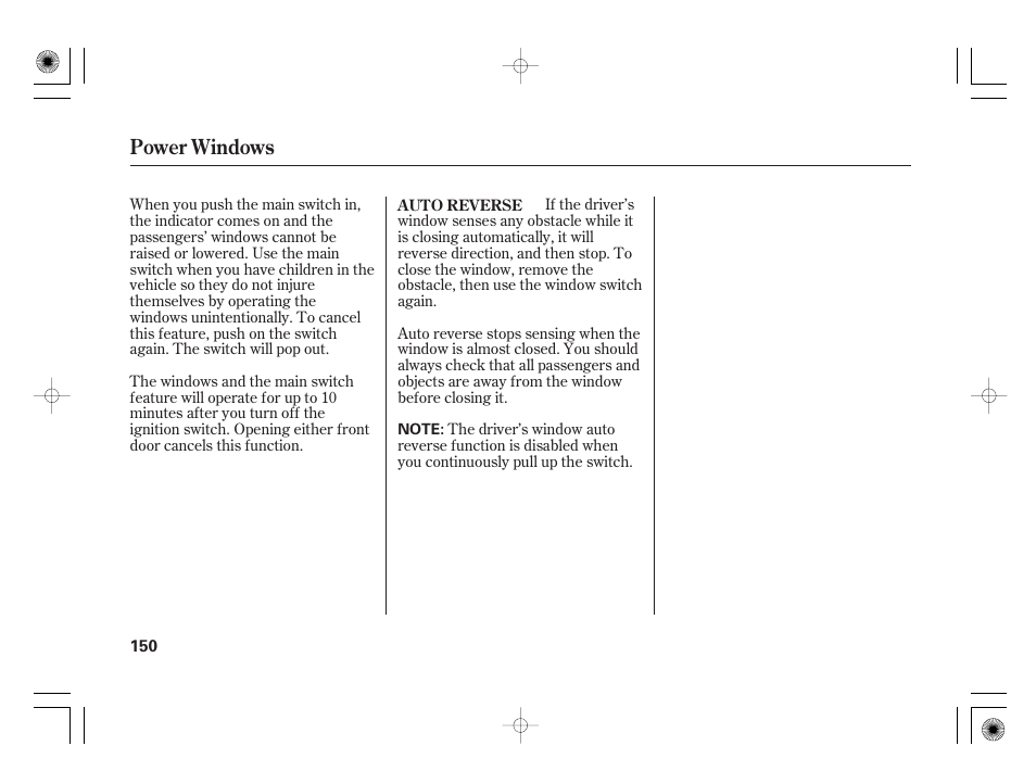 Power windows | HONDA 2012 Insight - Owner's Manual User Manual | Page 156 / 418