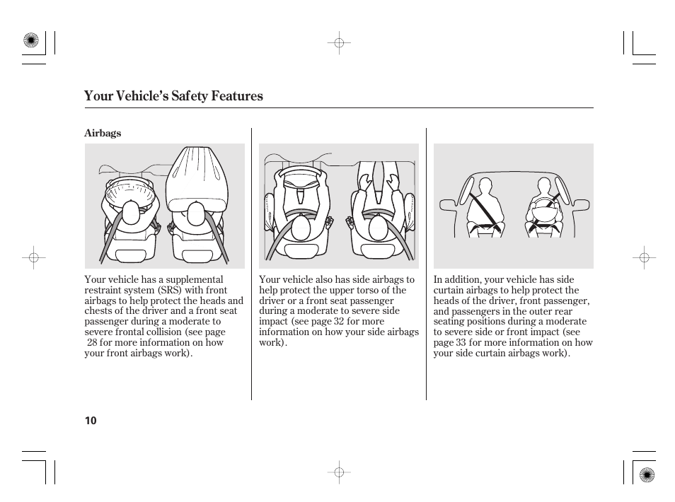 Your vehicle’s safety features | HONDA 2012 Insight - Owner's Manual User Manual | Page 16 / 418