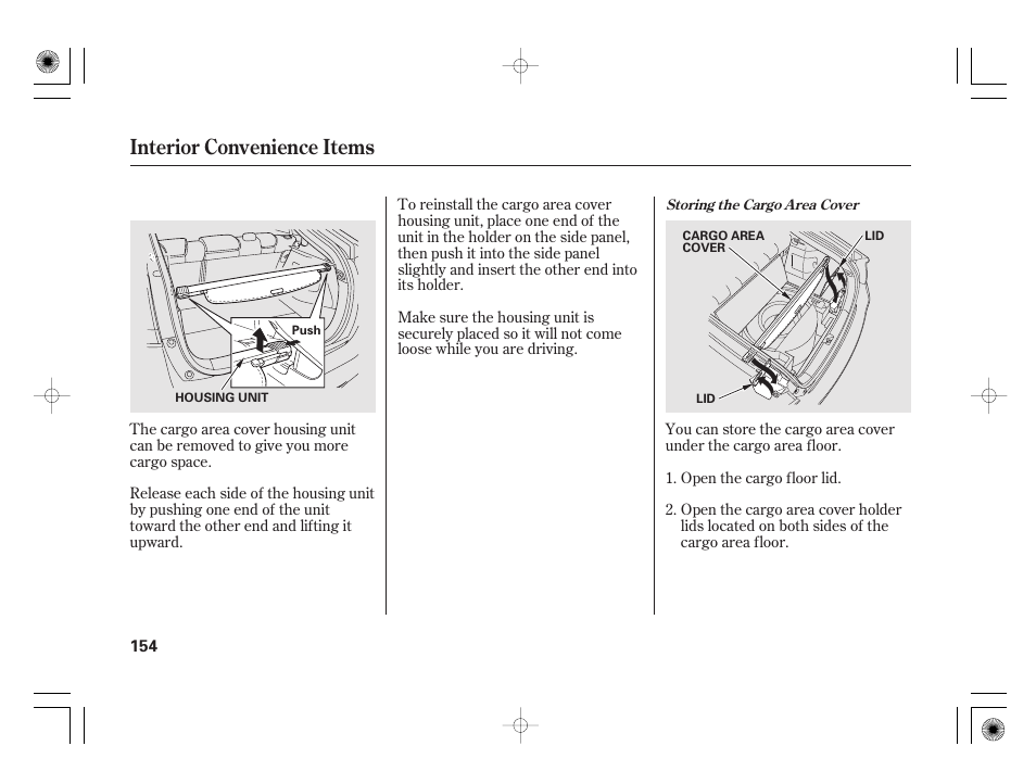 Interior convenience items | HONDA 2012 Insight - Owner's Manual User Manual | Page 160 / 418