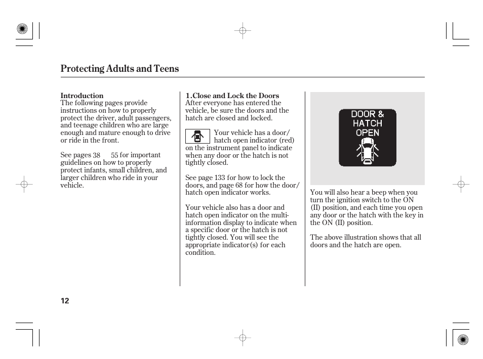Protecting adults and teens | HONDA 2012 Insight - Owner's Manual User Manual | Page 18 / 418