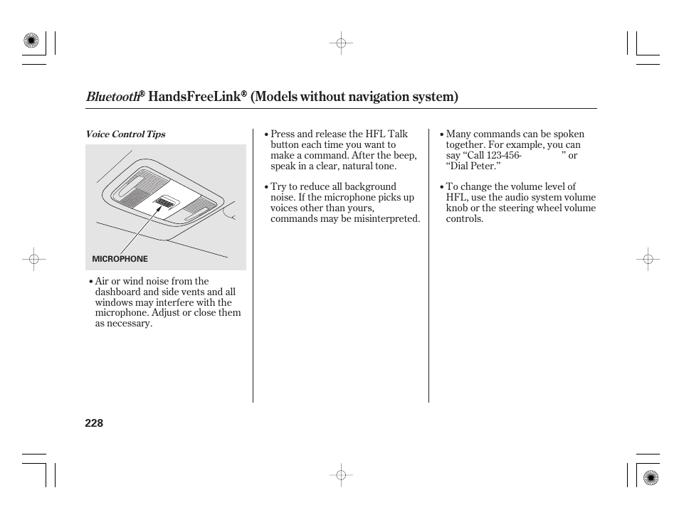 Handsfreelink (models without navigation system), Bluetooth | HONDA 2012 Insight - Owner's Manual User Manual | Page 234 / 418