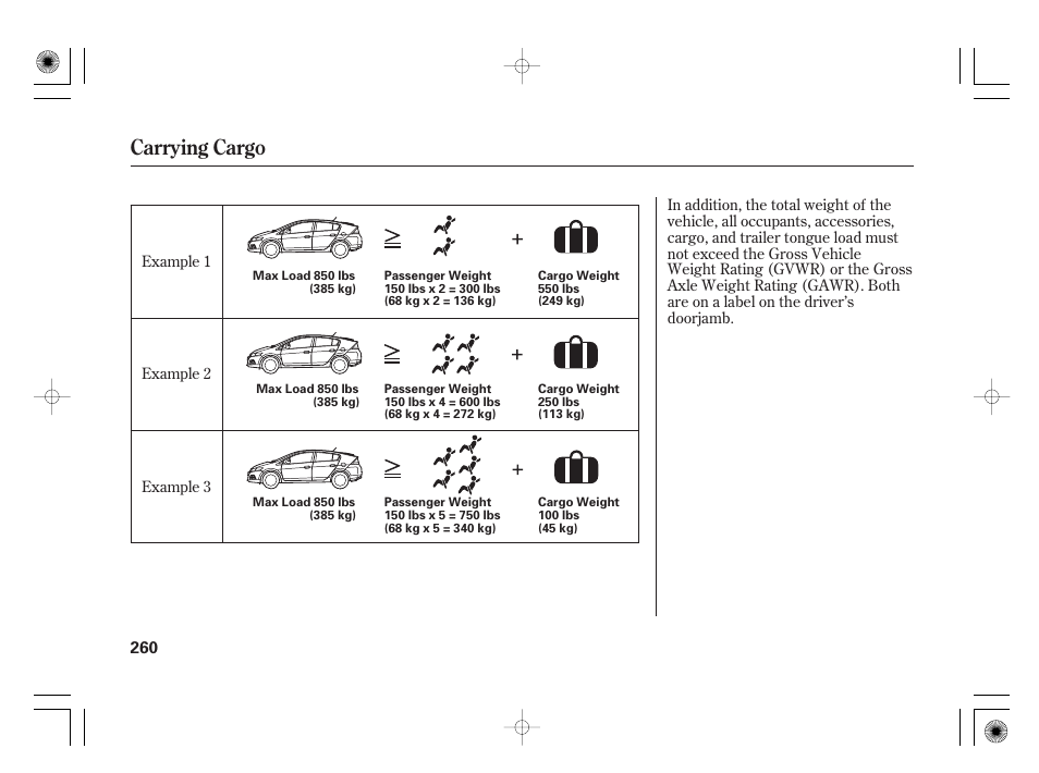 Carrying cargo | HONDA 2012 Insight - Owner's Manual User Manual | Page 266 / 418