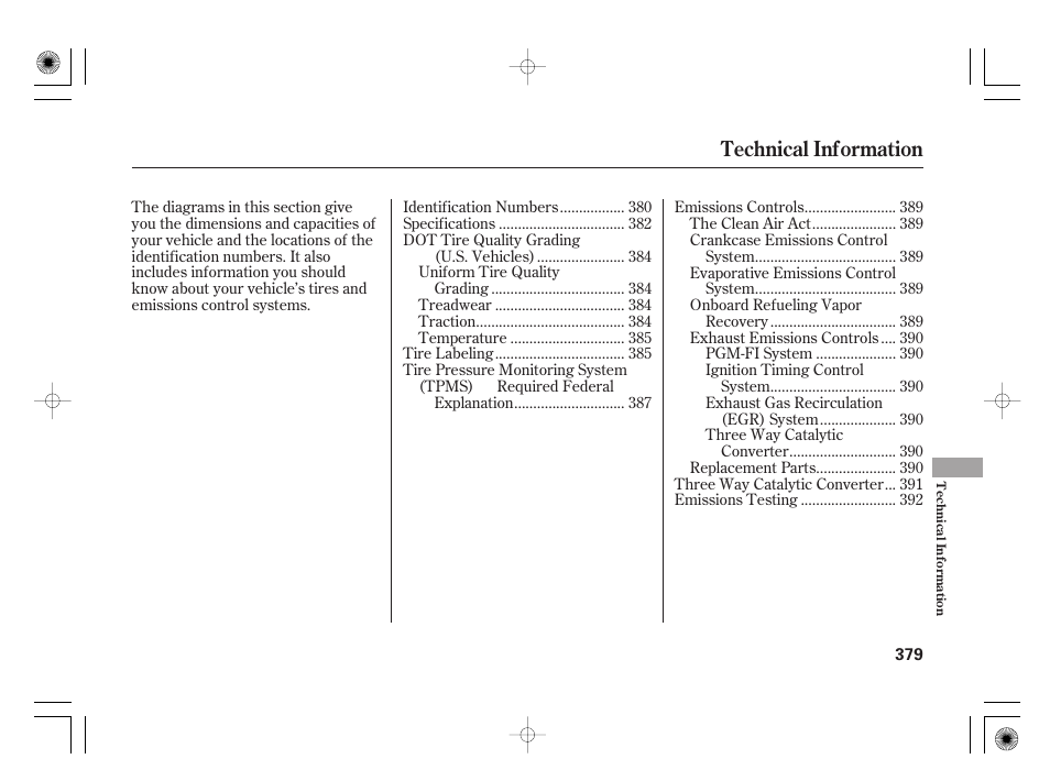 Technical information | HONDA 2012 Insight - Owner's Manual User Manual | Page 385 / 418