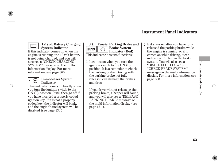 Instrument panel indicators | HONDA 2012 Insight - Owner's Manual User Manual | Page 69 / 418