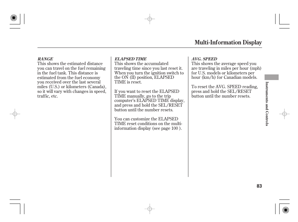 Multi-information display | HONDA 2012 Insight - Owner's Manual User Manual | Page 89 / 418