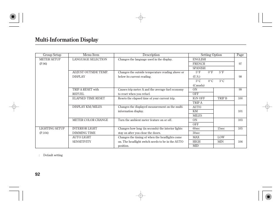 Multi-information display | HONDA 2012 Insight - Owner's Manual User Manual | Page 98 / 418