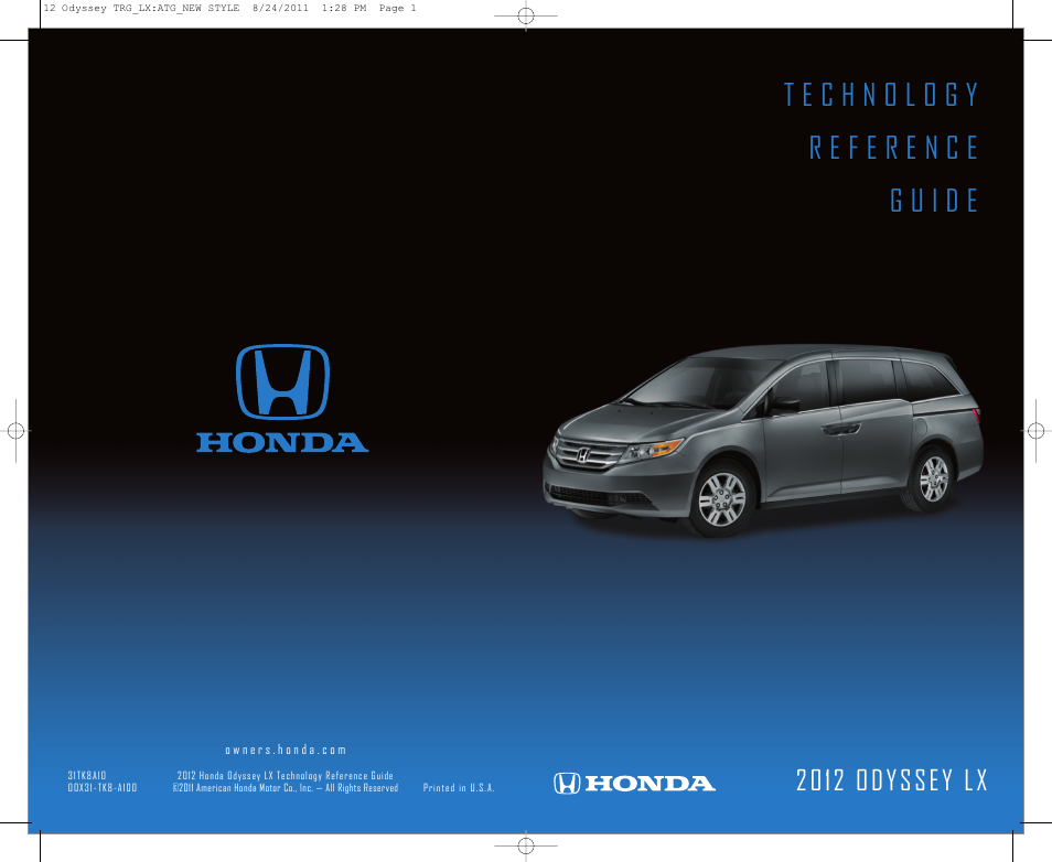 HONDA 2012 Odyssey (LX) - Technology Reference Guide User Manual | 6 pages