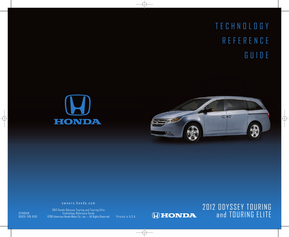 HONDA 2012 Odyssey (Touring, Touring Elite ) - Technology Reference Guide User Manual | 22 pages