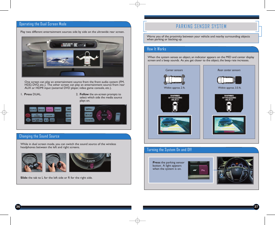 Parking sensor system | HONDA 2012 Odyssey (Touring, Touring Elite ) - Technology Reference Guide User Manual | Page 20 / 22