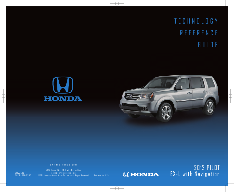 HONDA 2012 Pilot (EX-L with Navigation) - Technology Reference Guide User Manual | 16 pages