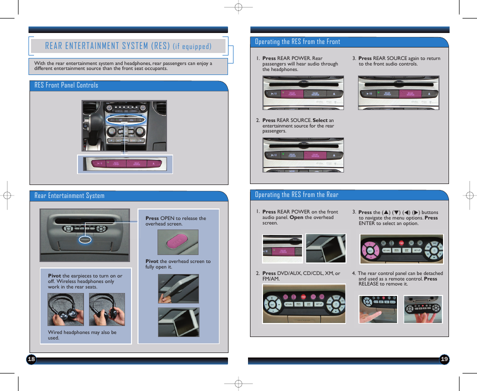 P.18, Rear entertainment system (res), If equipped) | HONDA 2012 Pilot (EX-L and EX-L with RES) - Technology Reference Guide User Manual | Page 11 / 12