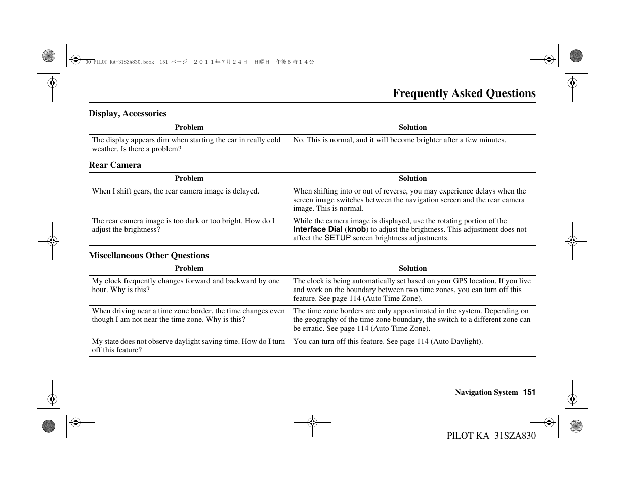 Frequently asked questions | HONDA 2012 Pilot - Navigation Manual User Manual | Page 152 / 179