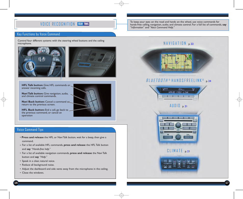 Voice recognition, Audio | HONDA 2011 Pilot - Technology Reference Guide User Manual | Page 10 / 17