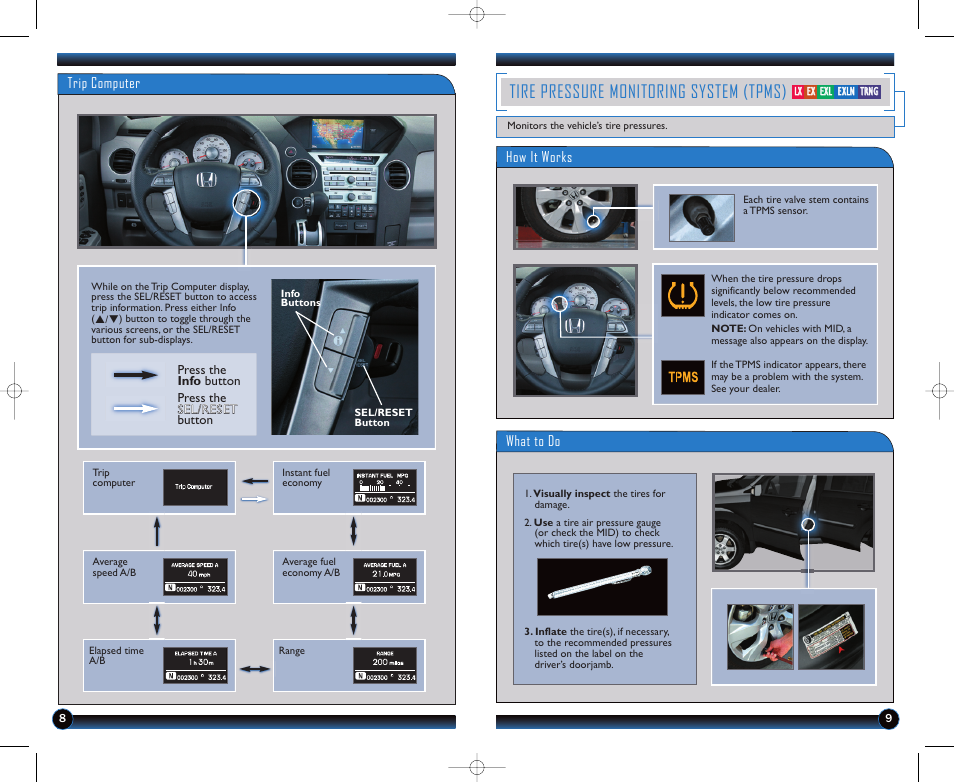 Tire pressure monitoring system (tpms) | HONDA 2011 Pilot - Technology Reference Guide User Manual | Page 6 / 17