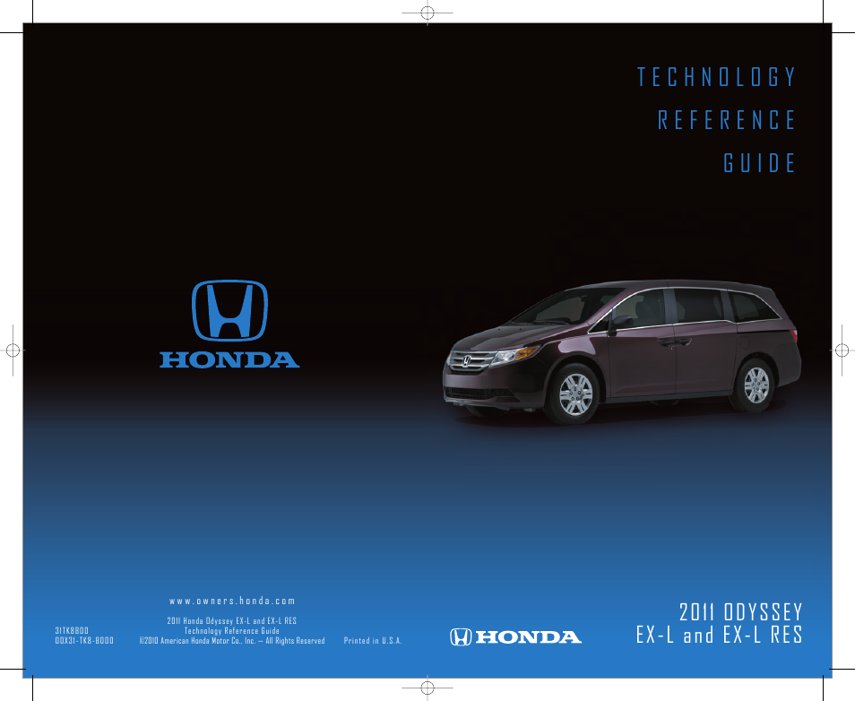 HONDA 2011 Odyssey (EX-L, EX-L RES) - Technology Reference Guide User Manual | 12 pages