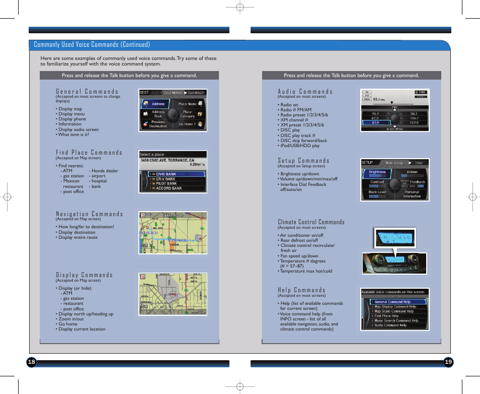 Commonly used voice commands (continued), Climate control commands | HONDA 2011 Odyssey (Touring, Touring Elite ) - Technology Reference Guide User Manual | Page 11 / 21