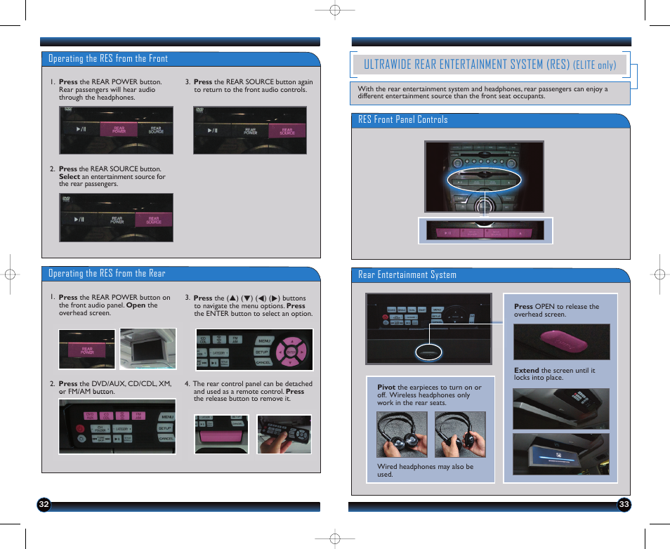 Ultrawide rear entertainment system (res), Elite only) | HONDA 2011 Odyssey (Touring, Touring Elite ) - Technology Reference Guide User Manual | Page 18 / 21