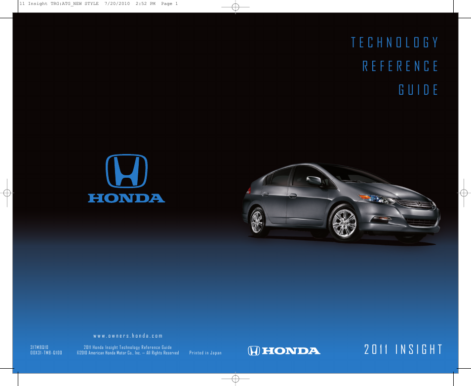 HONDA 2011 Insight - Technology Reference Guide User Manual | 16 pages