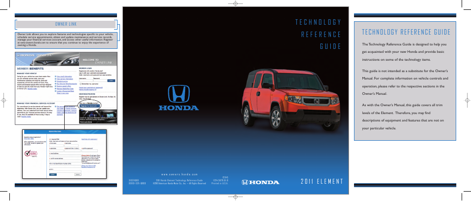 HONDA 2011 Element - Technology Reference Guide User Manual | 2 pages
