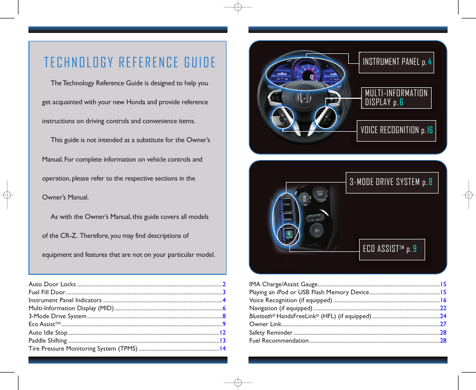 Technology reference guide, P. 9 | HONDA 2011 CR-Z - Technology Reference Guide User Manual | Page 2 / 16