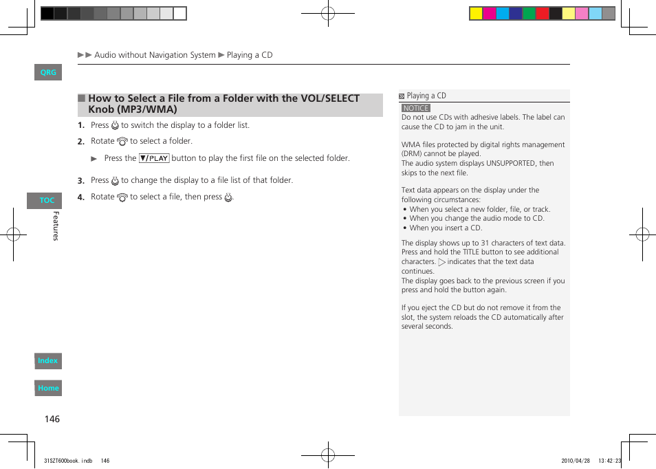 HONDA 2011 CR-Z - Owner's Manual User Manual | Page 147 / 332