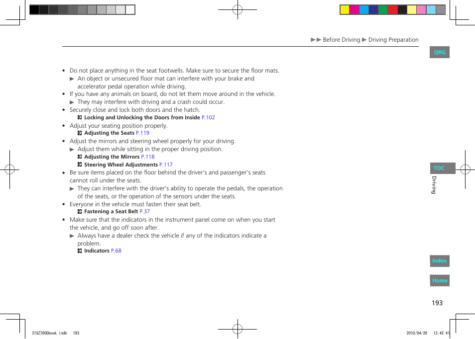 HONDA 2011 CR-Z - Owner's Manual User Manual | Page 194 / 332