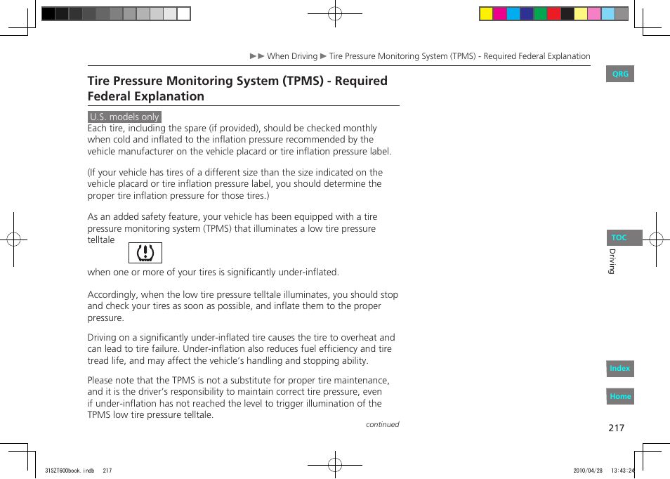 HONDA 2011 CR-Z - Owner's Manual User Manual | Page 218 / 332