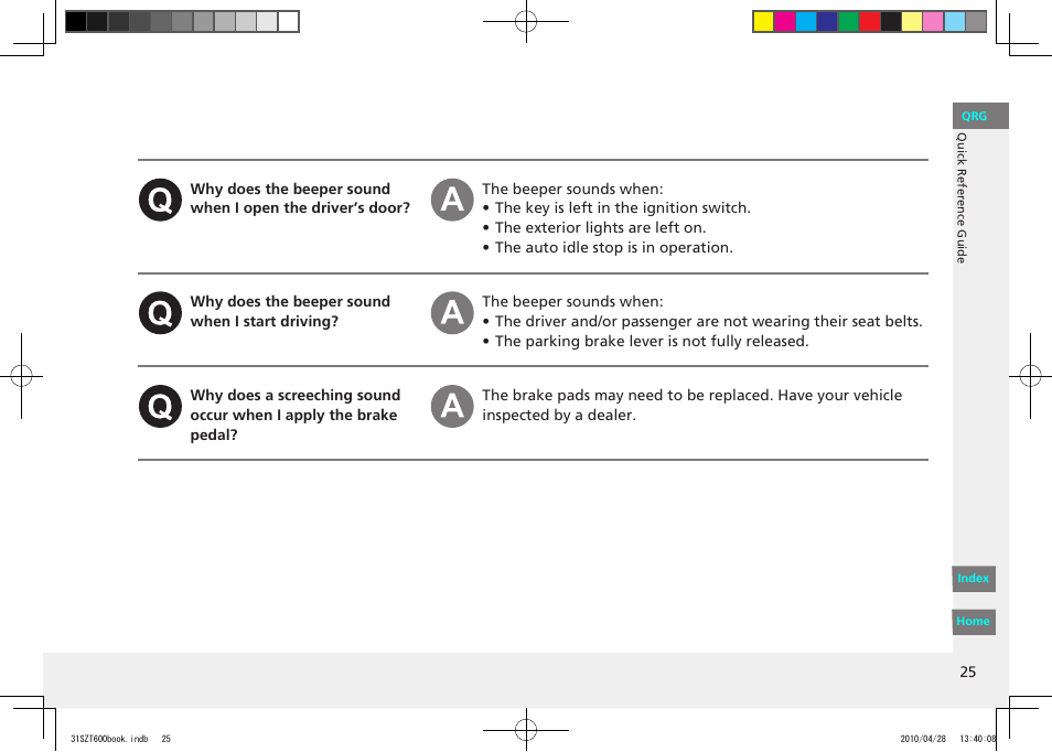 HONDA 2011 CR-Z - Owner's Manual User Manual | Page 26 / 332
