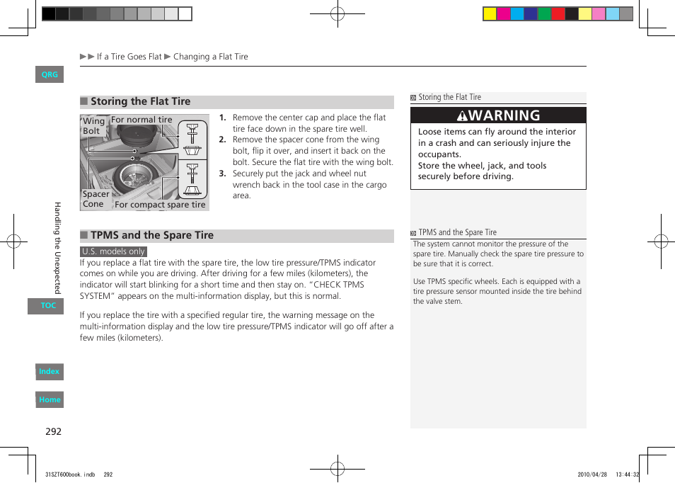 Warning | HONDA 2011 CR-Z - Owner's Manual User Manual | Page 293 / 332