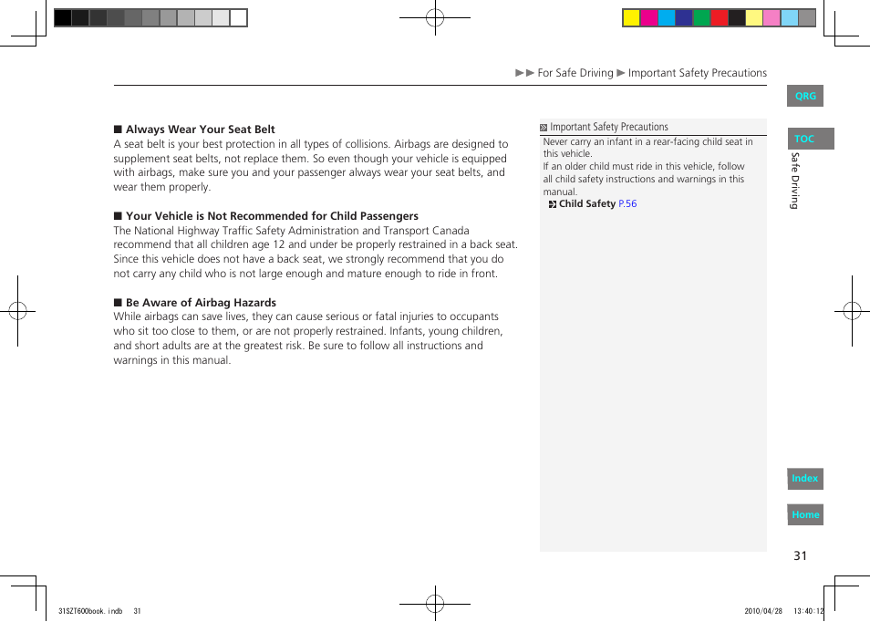 HONDA 2011 CR-Z - Owner's Manual User Manual | Page 32 / 332