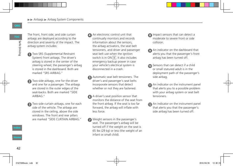 HONDA 2011 CR-Z - Owner's Manual User Manual | Page 43 / 332