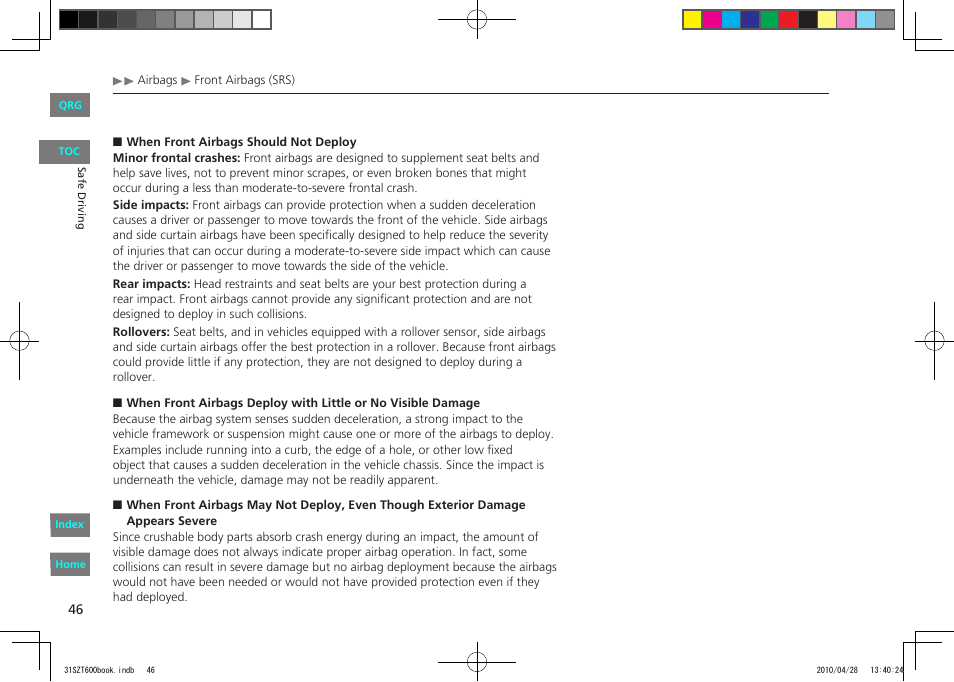 HONDA 2011 CR-Z - Owner's Manual User Manual | Page 47 / 332