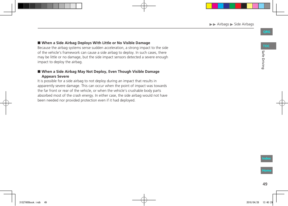 HONDA 2011 CR-Z - Owner's Manual User Manual | Page 50 / 332