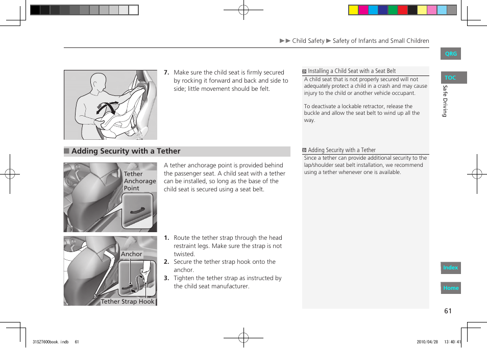 HONDA 2011 CR-Z - Owner's Manual User Manual | Page 62 / 332
