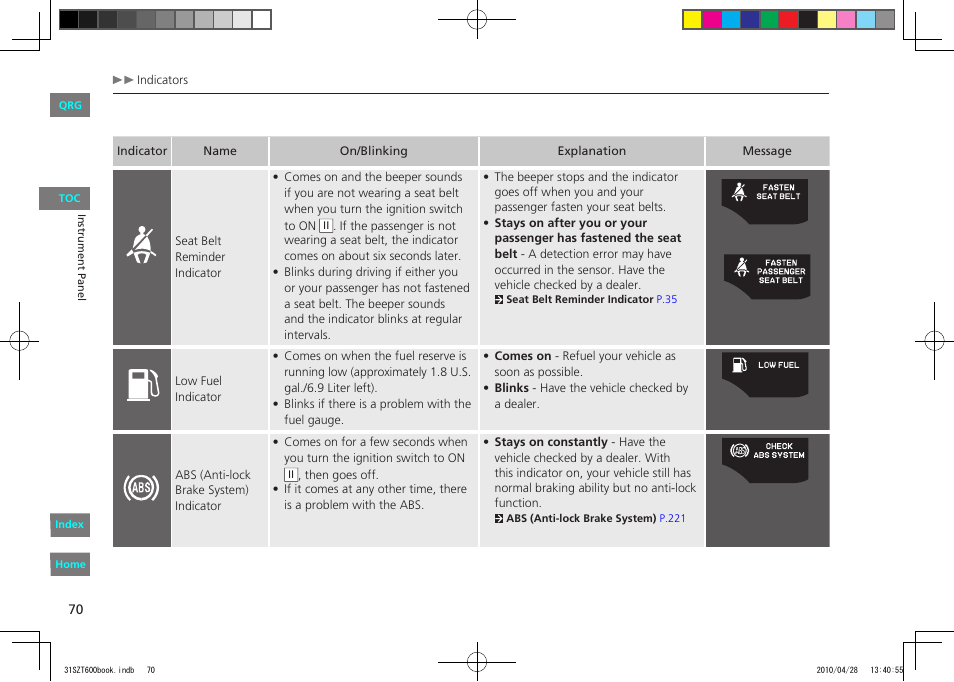 HONDA 2011 CR-Z - Owner's Manual User Manual | Page 71 / 332