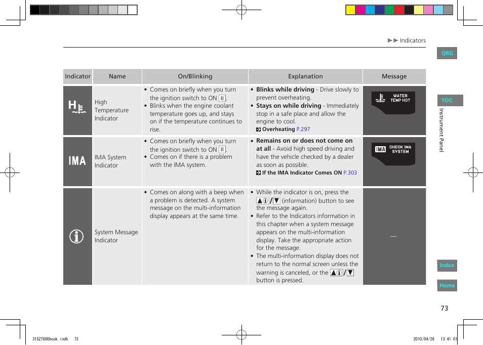 HONDA 2011 CR-Z - Owner's Manual User Manual | Page 74 / 332