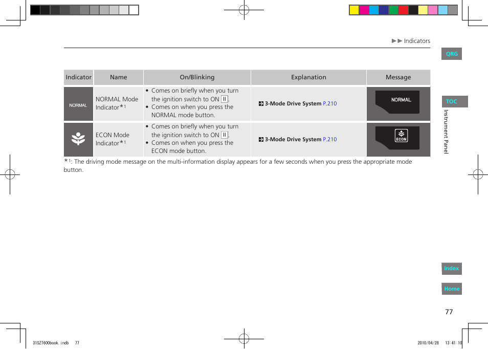 HONDA 2011 CR-Z - Owner's Manual User Manual | Page 78 / 332