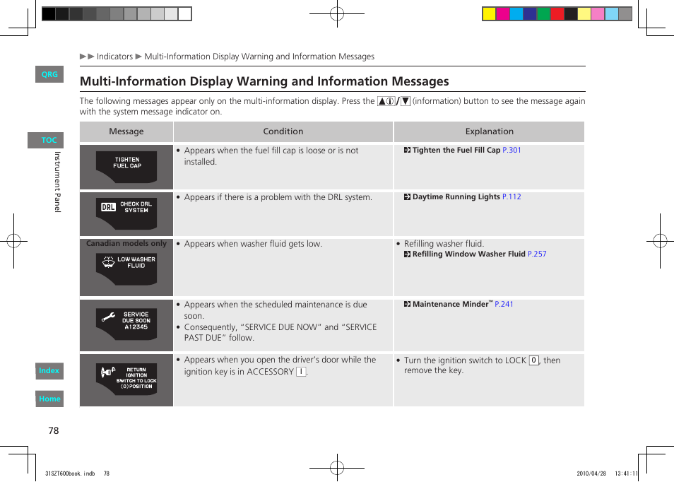 HONDA 2011 CR-Z - Owner's Manual User Manual | Page 79 / 332